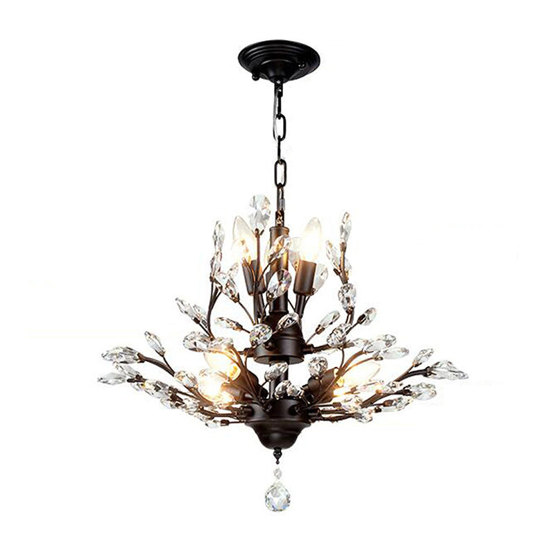 Branch Shaped Crystal Chandelier Pendant Light - Country Style Living Room Fixture