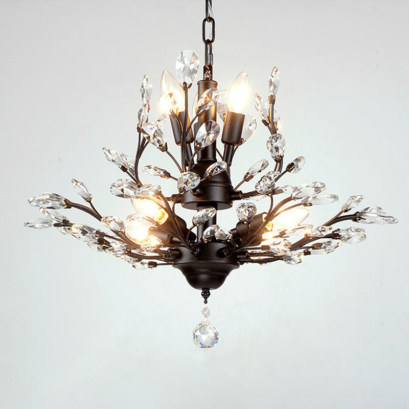 Branch Shaped Crystal Chandelier Pendant Light - Country Style Living Room Fixture