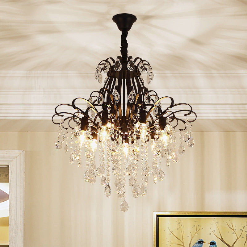 Country Crystal Pendant Chandelier For Dining Room Lighting