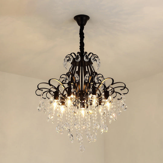 Country Crystal Pendant Chandelier For Dining Room Lighting