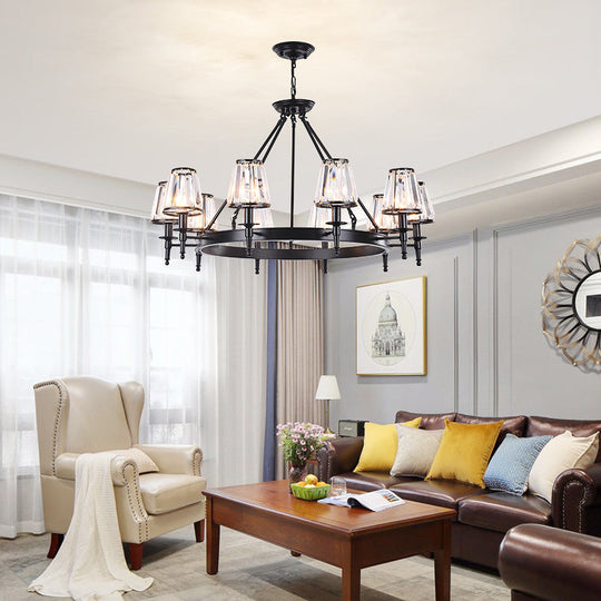 Classic Cone Crystal Prism Chandelier For Living Room Ceiling