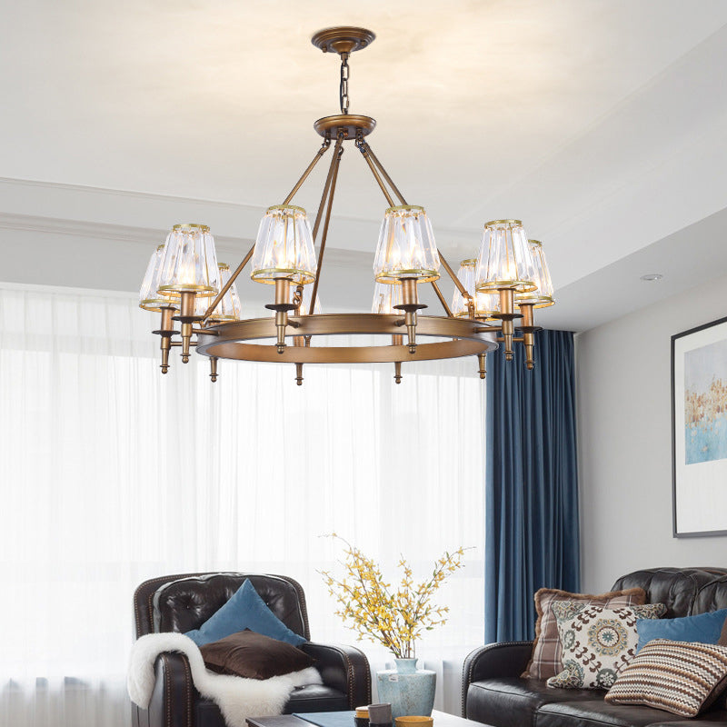 Classic Cone Crystal Prism Chandelier For Living Room Ceiling