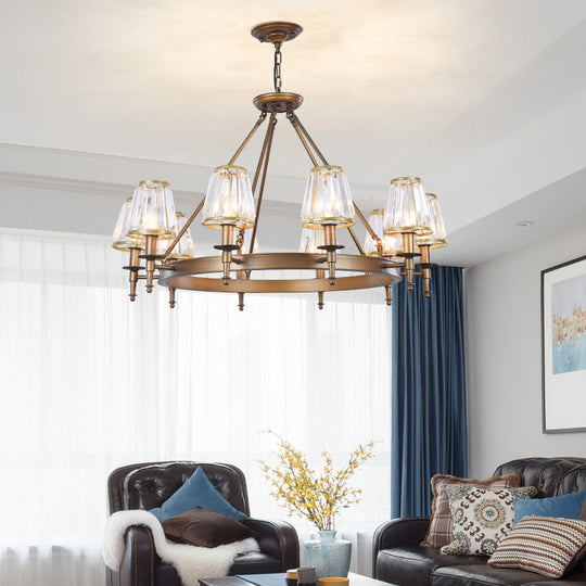 Classic Cone Crystal Prism Chandelier For Living Room Ceiling