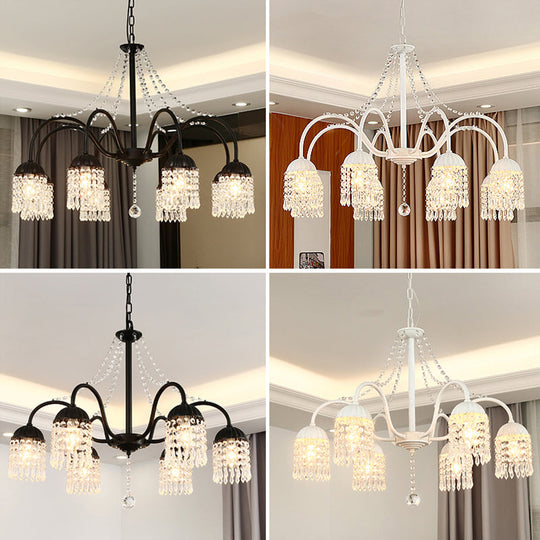 Led Crystal Tassel Chandelier - Country Style Hanging Light For Living Room