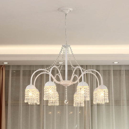 Led Crystal Tassel Chandelier - Country Style Hanging Light For Living Room