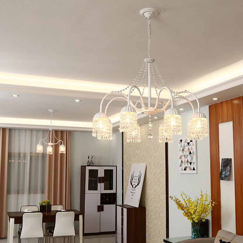 Led Crystal Tassel Chandelier - Country Style Hanging Light For Living Room