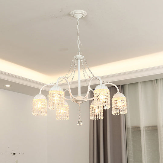 Led Crystal Tassel Chandelier - Country Style Hanging Light For Living Room