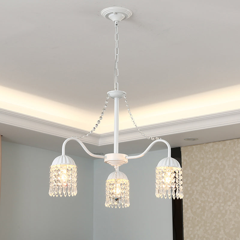 Led Crystal Tassel Chandelier - Country Style Hanging Light For Living Room