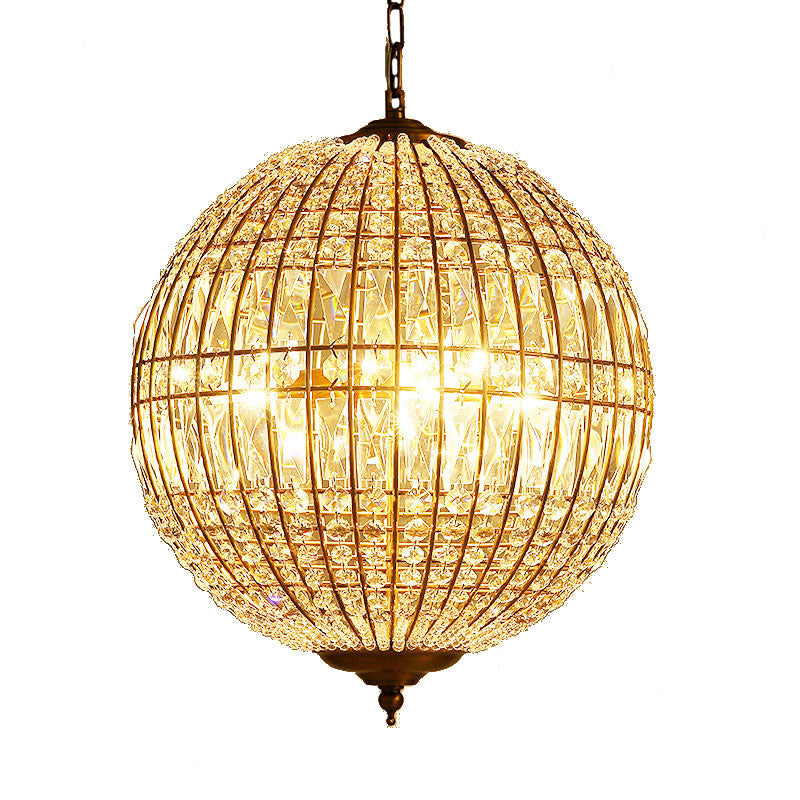 Classic Clear Crystal Sphere Pendant Chandelier For Dining Room Down Lighting