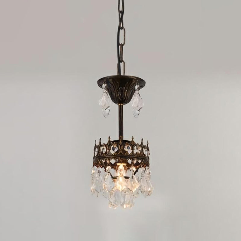 Victorian Clear Teardrop Crystal Chandelier For Living Room - Crown Shaped Hanging Lamp Rust / 5.5