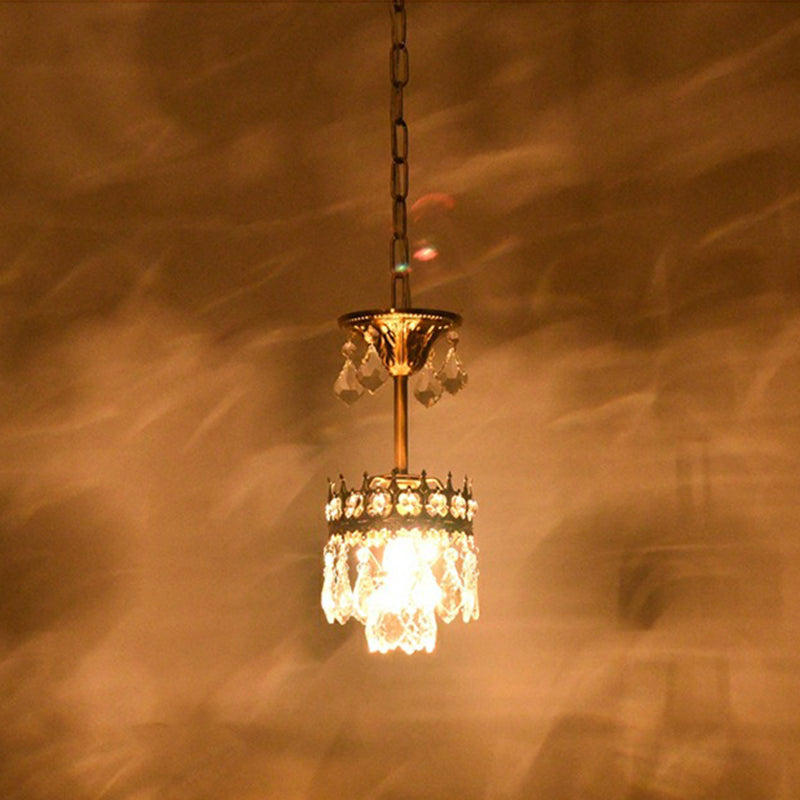 Victorian Clear Teardrop Crystal Chandelier For Living Room - Crown Shaped Hanging Lamp Gold / 5.5