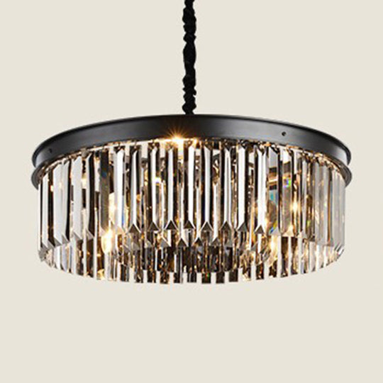 Classic Crystal Bedroom Pendant Light - Black Round Chandelier Ceiling Fixture