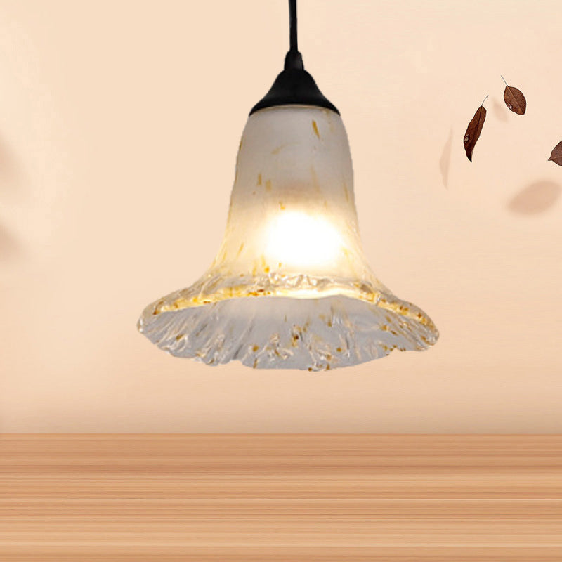 Black Hanging Ceiling Light With Flower Shade: Elegant Pendant Lighting For Classic Dining Room