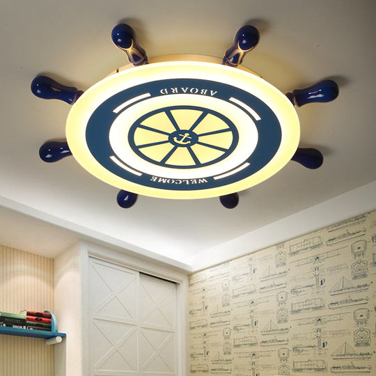 Flush Mount LED Blue Ceiling Light for Kids' Bedroom - Warm/White