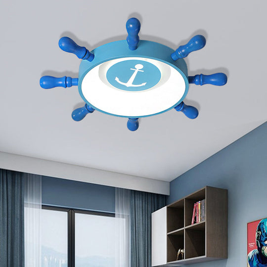 Blue Rudder Kids LED Flush Mount Fixture - 19.5"/23.5" W Warm/White Light - Aluminum & Acrylic Pendant Light