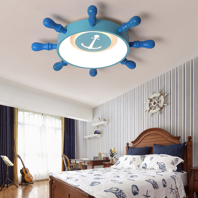 Blue Rudder Kids LED Flush Mount Fixture - 19.5"/23.5" W Warm/White Light - Aluminum & Acrylic Pendant Light