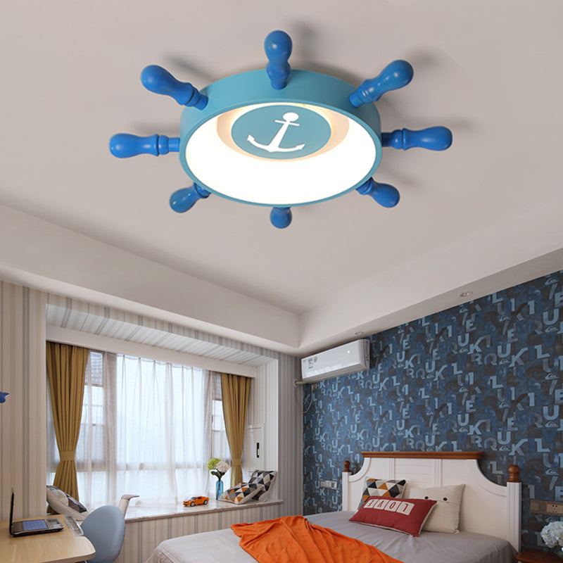 Blue Rudder Kids LED Flush Mount Fixture - 19.5"/23.5" W Warm/White Light - Aluminum & Acrylic Pendant Light