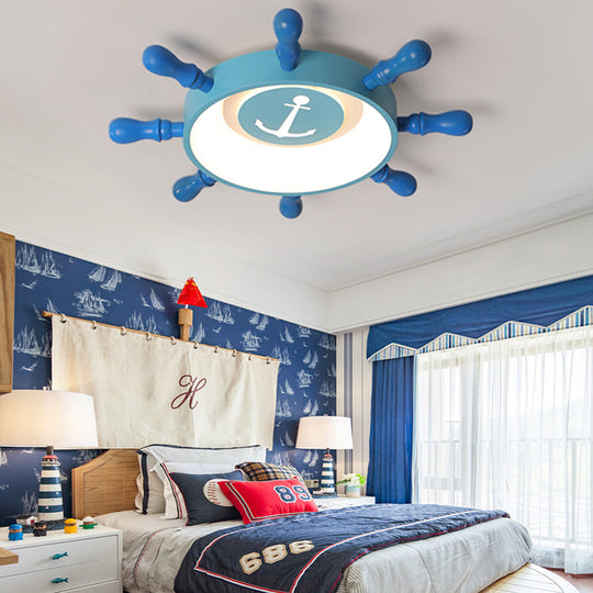 Blue Rudder Kids LED Flush Mount Fixture - 19.5"/23.5" W Warm/White Light - Aluminum & Acrylic Pendant Light