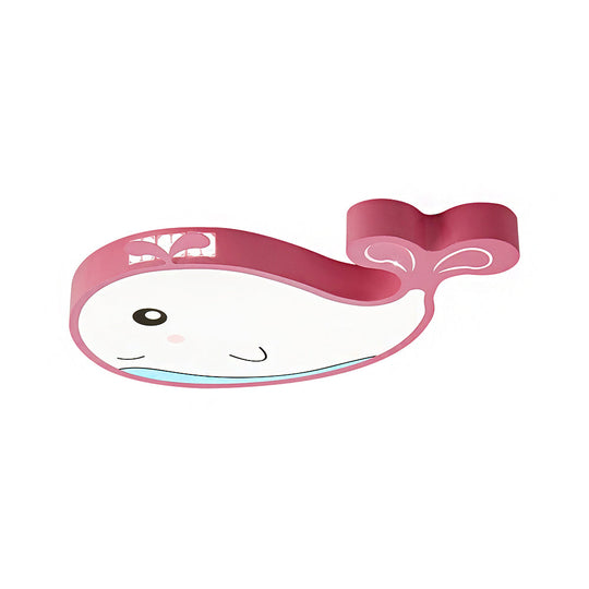 Whale Flush Mount LED Light for Kids' Bedroom in Blue/Pink