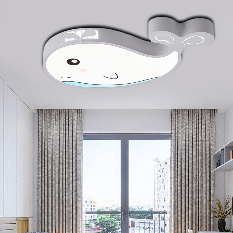 Whale Flush Mount LED Light for Kids' Bedroom in Blue/Pink