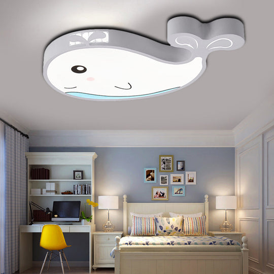 Whale Flush Mount LED Light for Kids' Bedroom in Blue/Pink