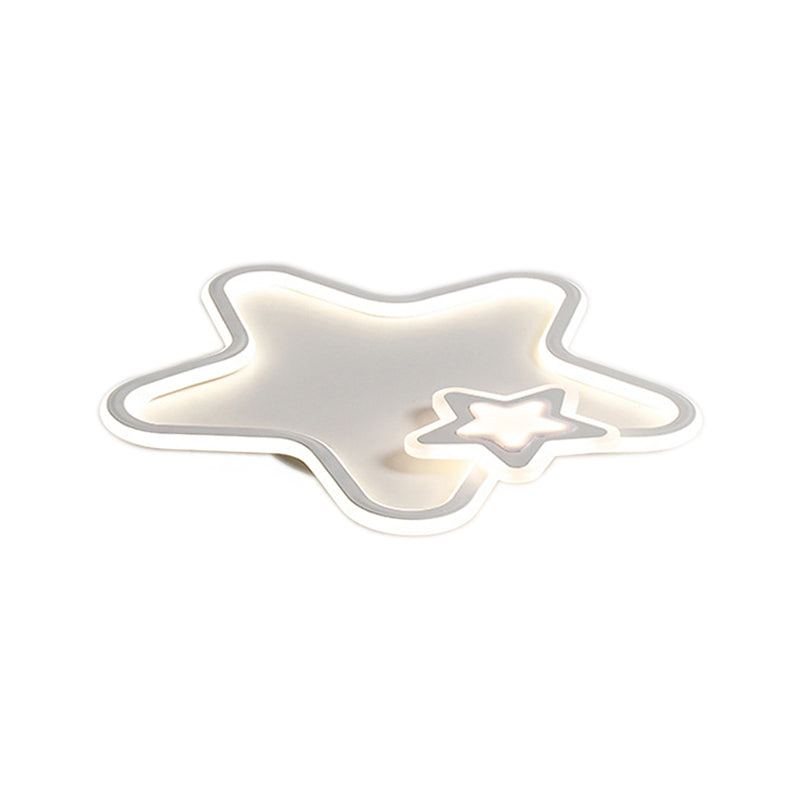 Kids Star-Shaped Flush Mount Ceiling Light Fixture - Aluminum And Acrylic Construction Warm/White