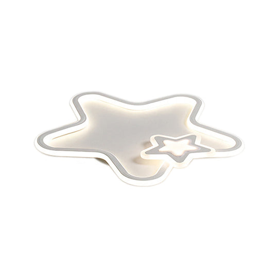 Kids Star-Shaped Flush Mount Ceiling Light Fixture - Aluminum And Acrylic Construction Warm/White