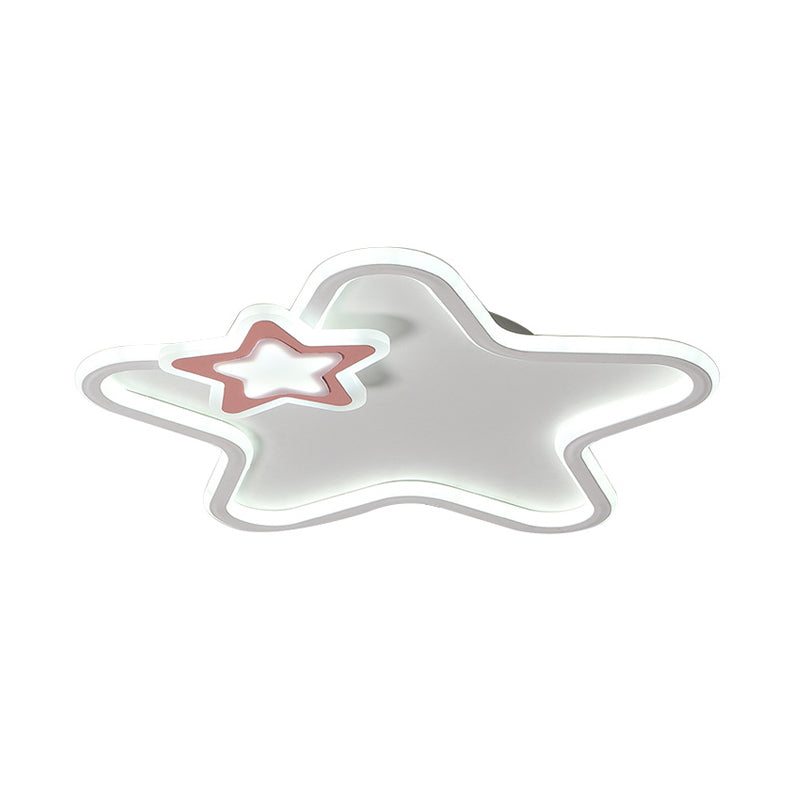 Kids Star-Shaped Flush Mount Ceiling Light Fixture - Aluminum And Acrylic Construction Warm/White