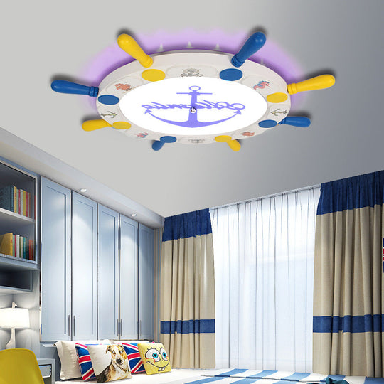 Rudder Design Flushmount Ceiling Light For Kids Room With Led In Yellow