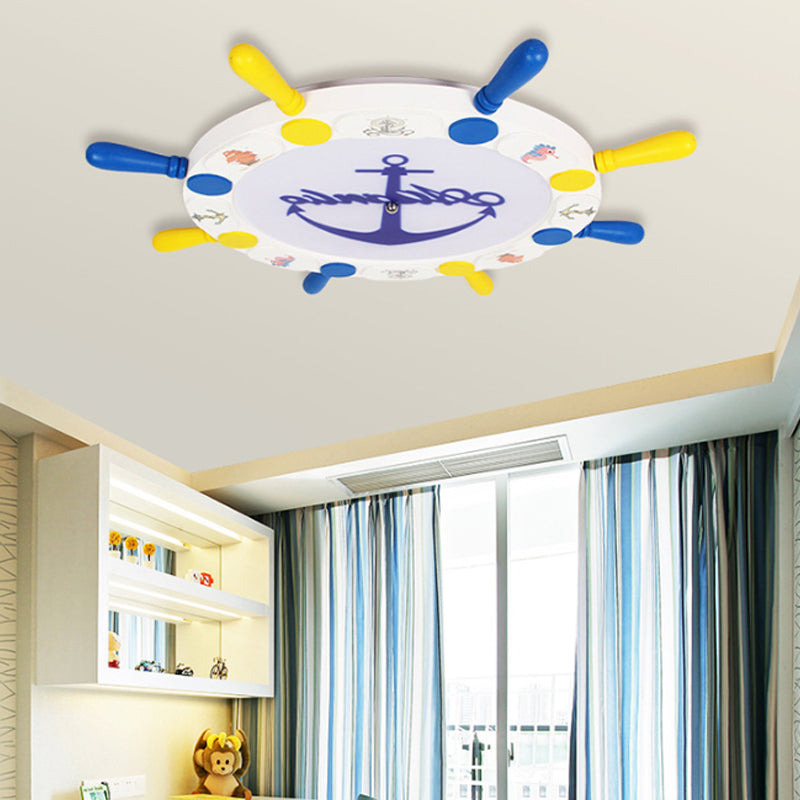 Rudder Design Flushmount Ceiling Light for Kids Room, with LED in Yellow