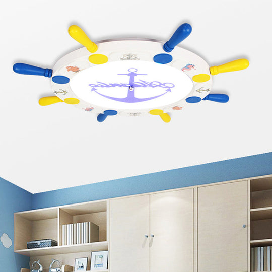 Rudder Design Flushmount Ceiling Light for Kids Room, with LED in Yellow