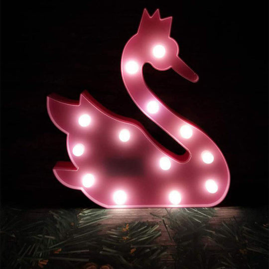 Kids Bedroom Led Animal Nightlight - Pink Plastic Battery-Operated Lamp With Fun Shape / Battery C