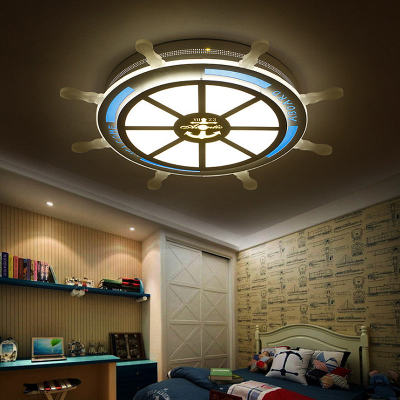 Stylish Led Living Room Flush Mount Lamp With Acrylic Shade - Cartoon Design In White Warm/White