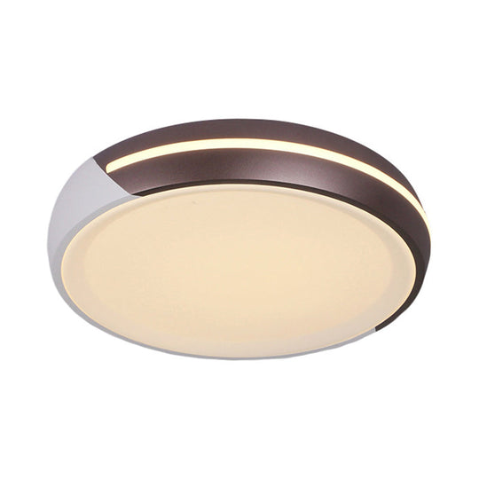 Simplicity Acrylic Brown LED Flush Light Fixture, 18"/21.5" Dia Round, Warm/White Light