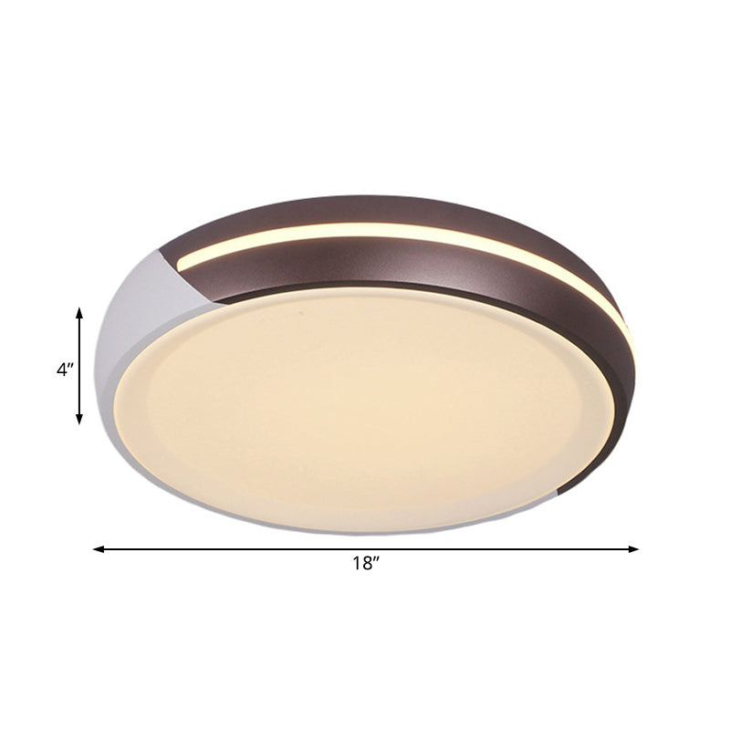 Simplicity Acrylic Brown LED Flush Light Fixture, 18"/21.5" Dia Round, Warm/White Light