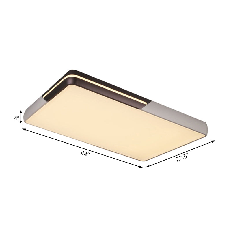 Rectangular LED Ceiling Light - Minimalist Design, 19-25.5" Width - Warm/White Light