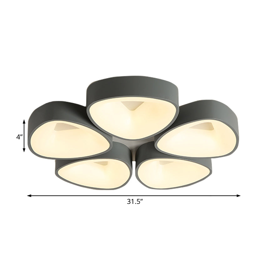 Coconut Shell Flush Light Fixture - Grey Nordic Ceiling Lamp (3/5 Lights) In White/Warm/Natural