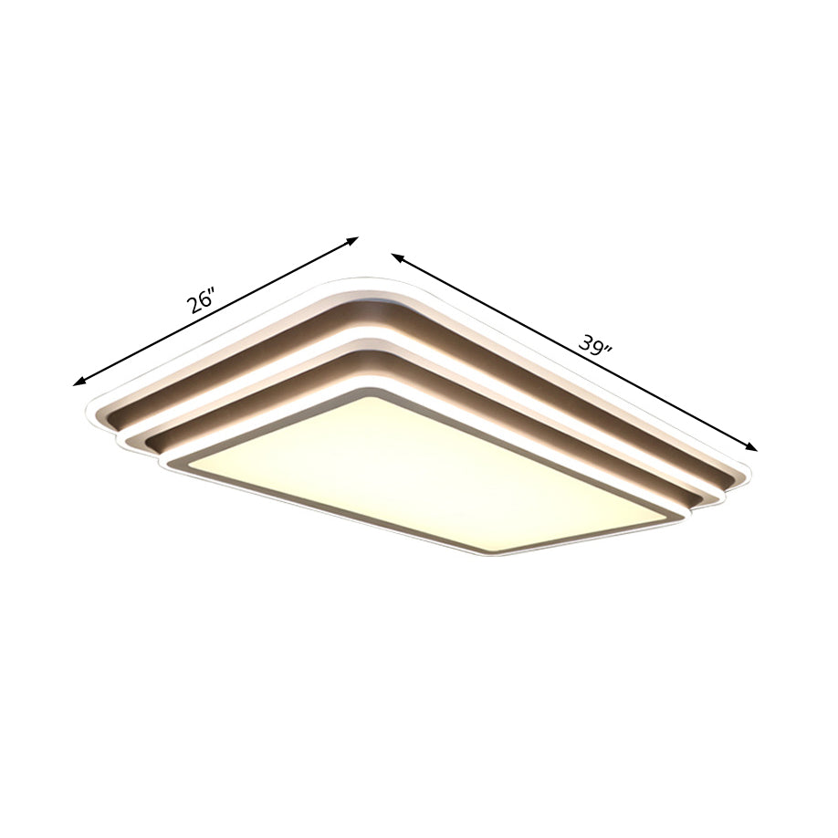 Led Living Room Flush Mount Ceiling Light With Square/Rectangular Acrylic Shade In Warm/White -