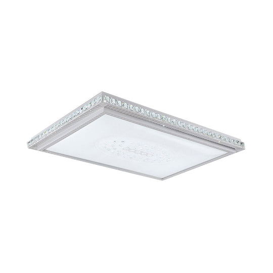 23.5-42.5" Wide LED Ceiling Flush Mount Bedroom Lamp - White Flush Light with Acrylic Shade & Crystal Accents