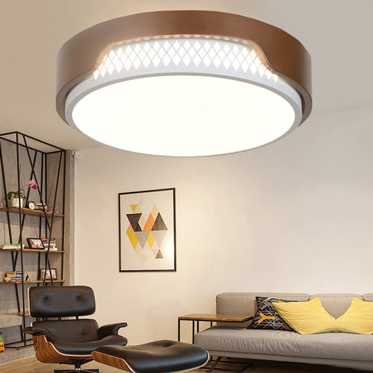 16.5"/20.5" Dia Brown Round Flush Ceiling Light with Simplicity Acrylic LED, Warm/White Light Fixture