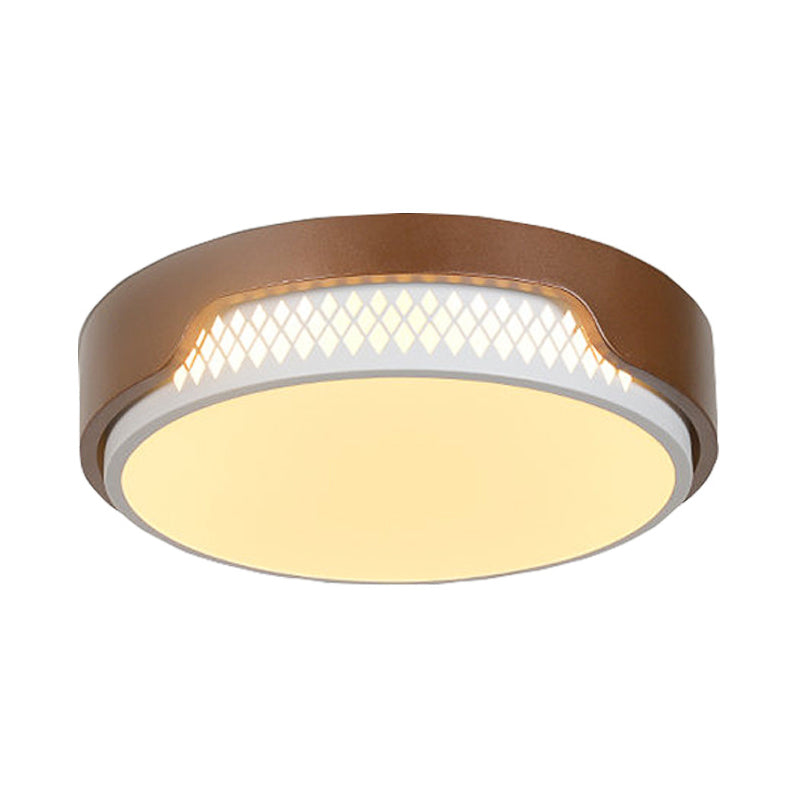 16.5"/20.5" Dia Brown Round Flush Ceiling Light with Simplicity Acrylic LED, Warm/White Light Fixture