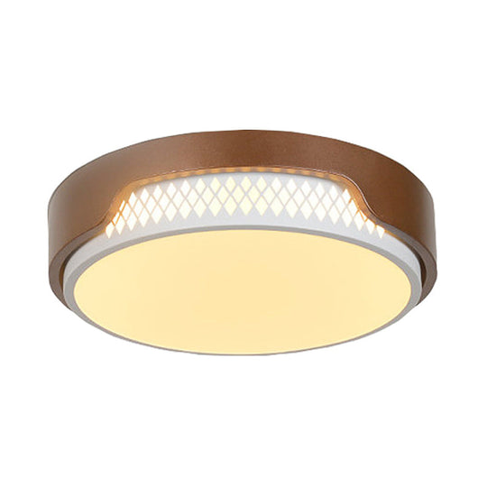 16.5/20.5 Dia Brown Round Flush Ceiling Light With Simplicity Acrylic Led Warm/White Fixture