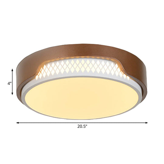 16.5"/20.5" Dia Brown Round Flush Ceiling Light with Simplicity Acrylic LED, Warm/White Light Fixture