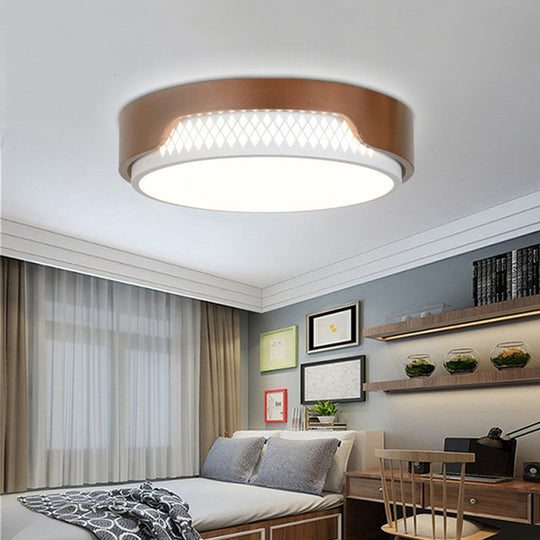 16.5"/20.5" Dia Brown Round Flush Ceiling Light with Simplicity Acrylic LED, Warm/White Light Fixture