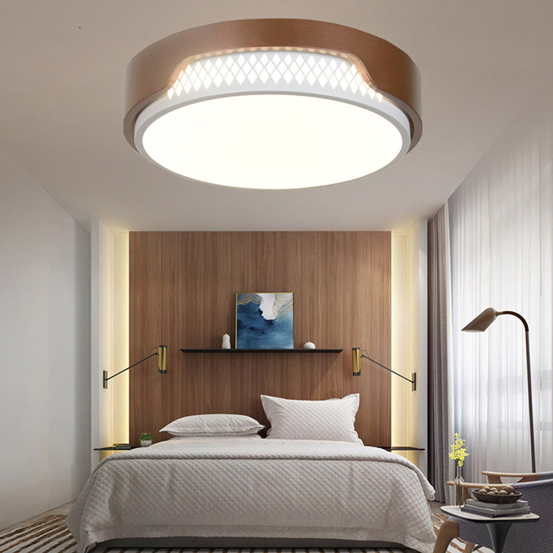 16.5"/20.5" Dia Brown Round Flush Ceiling Light with Simplicity Acrylic LED, Warm/White Light Fixture