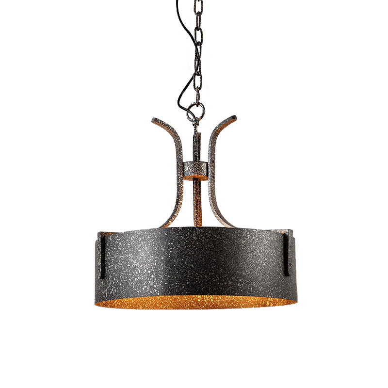 Vintage Metal Black Pendant Lamp with Elk Décor, 12.5"/20" Wide