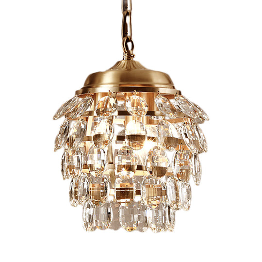 Postmodern Gold Chandelier With Clear Glass 5 Tiers 3 Lights Faceted Design