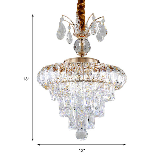 Modern Gold Crystal Led Chandelier Light Fixture For Dining Room - 12/18 Wide