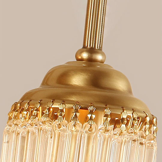 Modern Gold Cylinder Wall Sconce With Crystal Rod Shade Nordic Style | Metal Mount Light