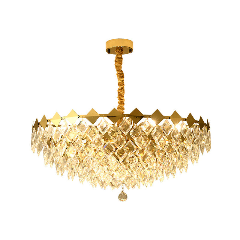 Postmodern 6-Light Gold Chandelier: Crystal Bowl Ceiling Light Fixture For Living Room